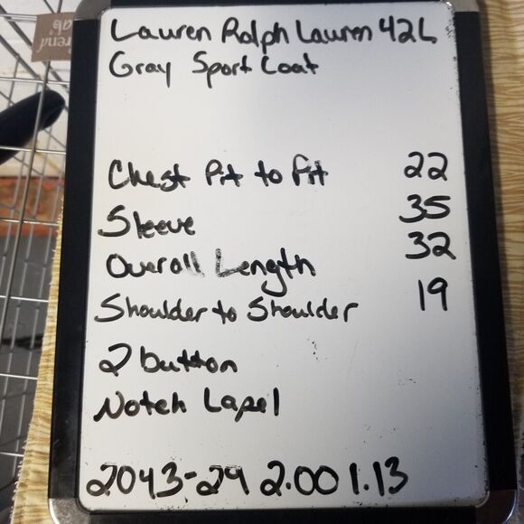 Lauren Ralph Lauren 42L Blazer Sport Coat Jacket 2 Button Gray Basic Business - Picture 9 of 9